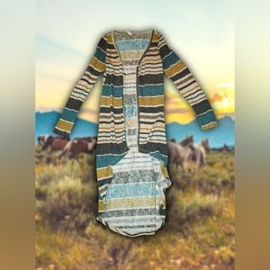 Bella D Stripped Asymmetrical Cardigan Sz XS